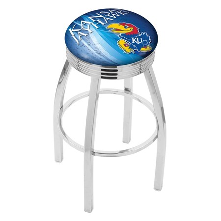 Holland Bar Stool Co 25" Chrome Kansas Swivel Bar Stool, Accent Ring L8C3C25KnsasU-D2